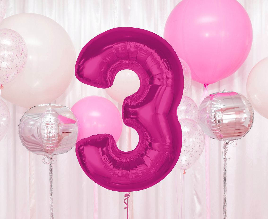 Balon foliowy Smart cyfra 3 różowa 92cm CH-S9R3 GoDan